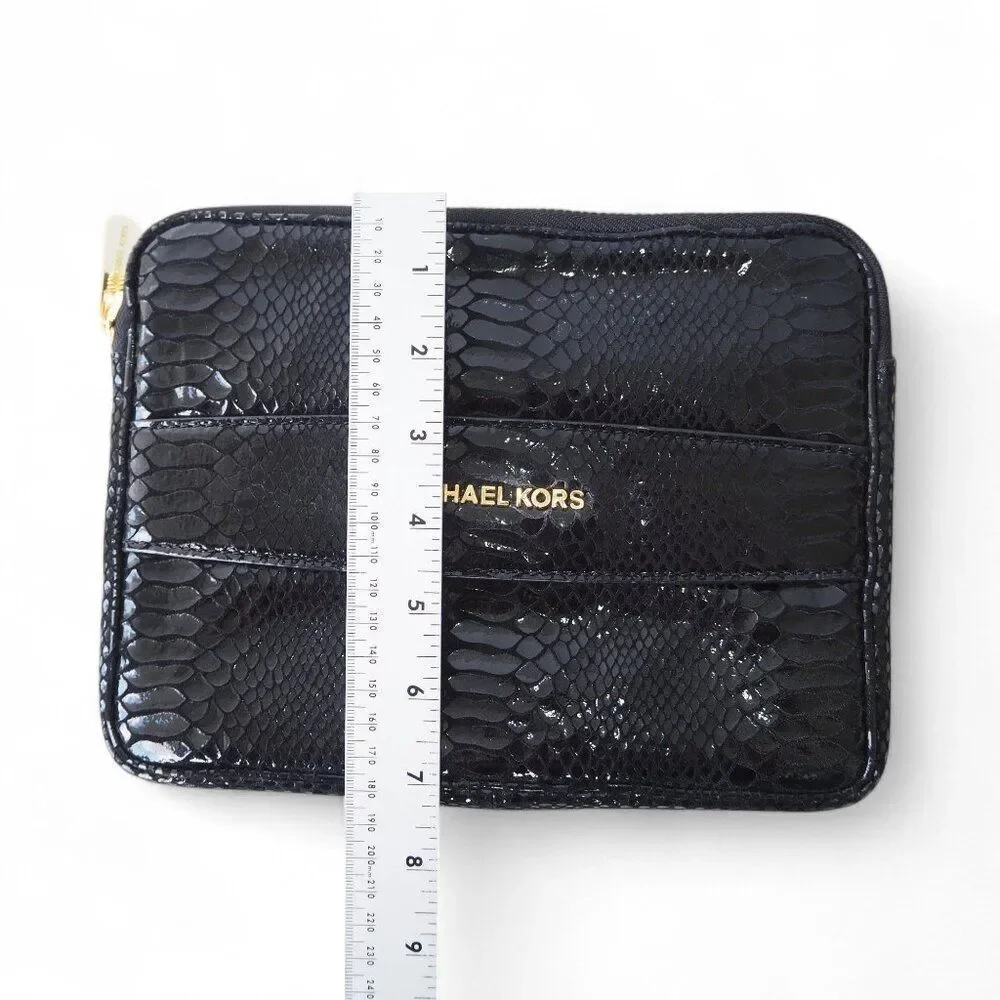 Michael Kors Patent Leather‎ Croc Print Tablet Mini Clutch Black / Gold